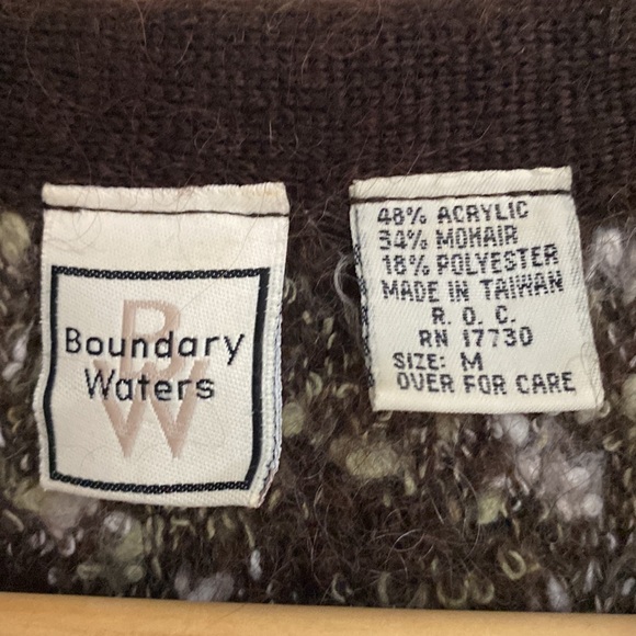 Vintage Boundary Waters brown womens open front knit sweater 34% mohair size M - Picture 6 of 9